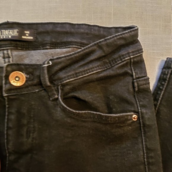 ZARA Skinny Jeans, Black Distressed Ankle Zip, 2 - Picture 5 of 14